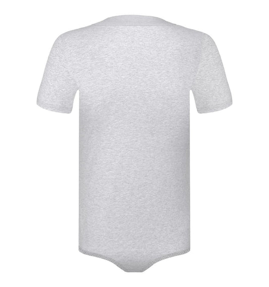 Landofgenie Mens Short Sleeve Bodysuit Crotch Shirt Romper Light Gray - Gentleman - landofgenie