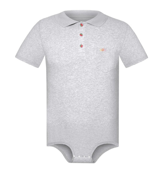 Landofgenie Mens Short Sleeve Bodysuit Crotch Shirt Romper Light Gray - Gentleman - landofgenie