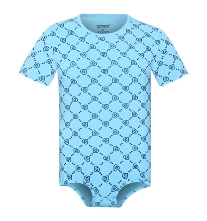 Landofgenie Mens Short Sleeve Onesie - Monoland with Blue - landofgenie