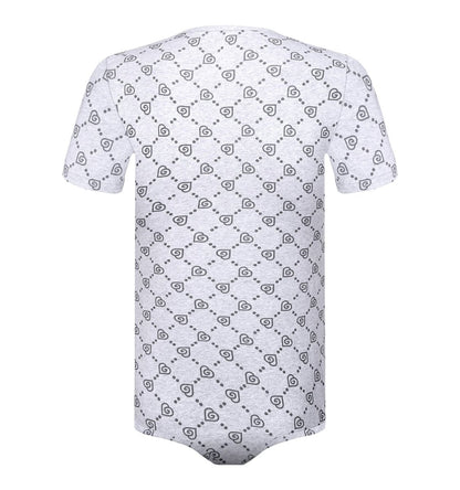 Landofgenie Mens Short Sleeve Onesie - Monoland with Light Gray - landofgenie
