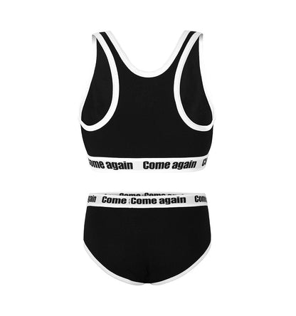 Landofgenie Women Cotton Camisole and Panties Sports Loungewear Bralette Set - Game Player Black - landofgenie